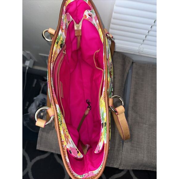 Dooney Bourke Disney Aulani Minnie Mouse Paradise Tropical Floral Large Tote Bag - Picture 7 of 12